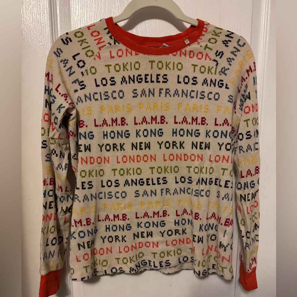 EUC L.A.M.B. Gwen Stefani Long Sleeve Colorful Textured Knit Top